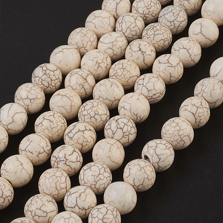 Honeyhandy Synthetic Magnesite Beads Strands, Round, 10mm, Hole: 1.5mm, about 40pcs/strand