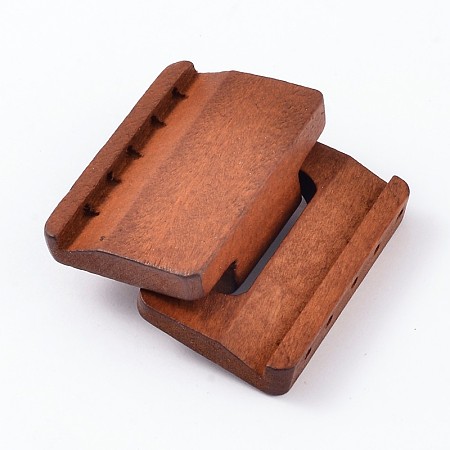 Honeyhandy Wood Clasps, Coconut Brown, about 48mm wide, 46mm long, 18mm thick