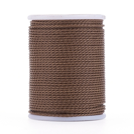 Honeyhandy Round Waxed Polyester Cord, Taiwan Waxed Cord, Twisted Cord, Coffee, 1mm, about 12.02 yards(11m)/roll