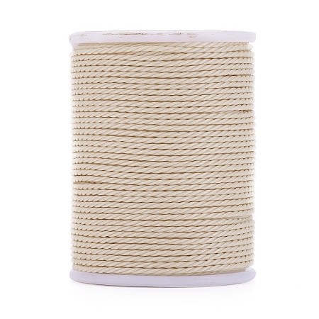 Honeyhandy Round Waxed Polyester Cord, Taiwan Waxed Cord, Twisted Cord, Antique White, 1mm, about 12.02 yards(11m)/roll