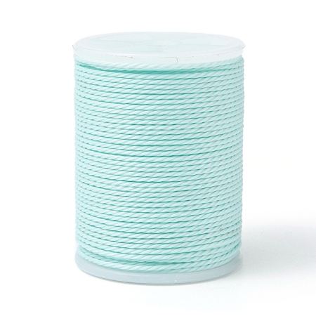 Honeyhandy Round Waxed Polyester Cord, Taiwan Waxed Cord, Twisted Cord, Light Cyan, 1mm, about 12.02 yards(11m)/roll