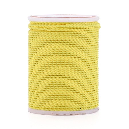 Honeyhandy Round Waxed Polyester Cord, Taiwan Waxed Cord, Twisted Cord, Yellow, 1mm, about 12.02 yards(11m)/roll