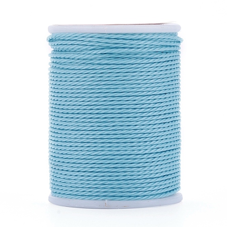 Honeyhandy Round Waxed Polyester Cord, Taiwan Waxed Cord, Twisted Cord, Sky Blue, 1mm, about 12.02 yards(11m)/roll