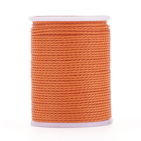 Honeyhandy Round Waxed Polyester Cord, Taiwan Waxed Cord, Twisted Cord, Orange, 1mm, about 12.02 yards(11m)/roll