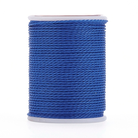 Honeyhandy Round Waxed Polyester Cord, Taiwan Waxed Cord, Twisted Cord, Blue, 1mm, about 12.02 yards(11m)/roll