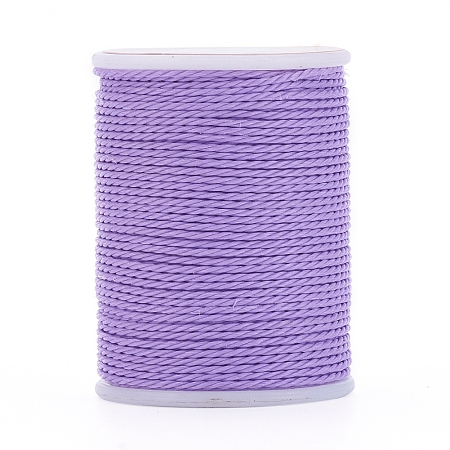Honeyhandy Round Waxed Polyester Cord, Taiwan Waxed Cord, Twisted Cord, Lilac, 1mm, about 12.02 yards(11m)/roll