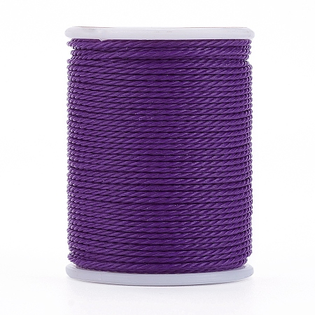 Honeyhandy Round Waxed Polyester Cord, Taiwan Waxed Cord, Twisted Cord, Purple, 1mm, about 12.02 yards(11m)/roll