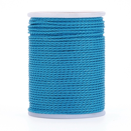 Honeyhandy Round Waxed Polyester Cord, Taiwan Waxed Cord, Twisted Cord, Cyan, 1mm, about 12.02 yards(11m)/roll