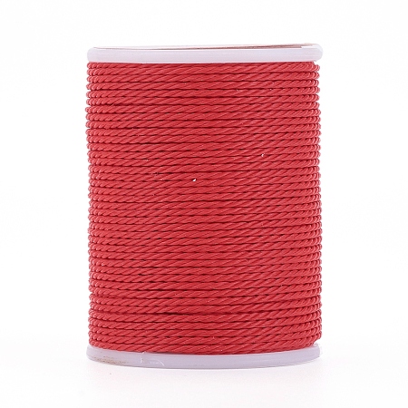 Honeyhandy Round Waxed Polyester Cord, Taiwan Waxed Cord, Twisted Cord, Red, 1mm, about 12.02 yards(11m)/roll