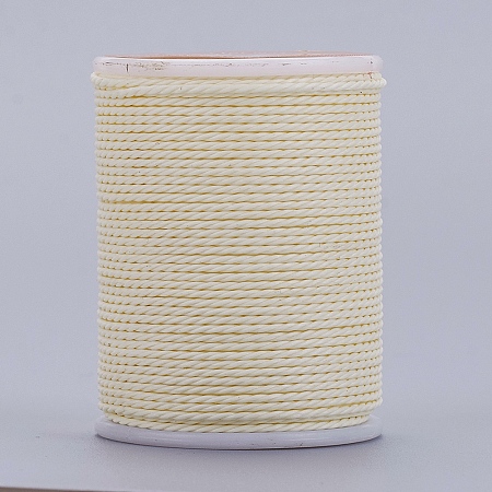 Honeyhandy Round Waxed Polyester Cord, Taiwan Waxed Cord, Twisted Cord, PapayaWhip, 1mm, about 12.02 yards(11m)/roll