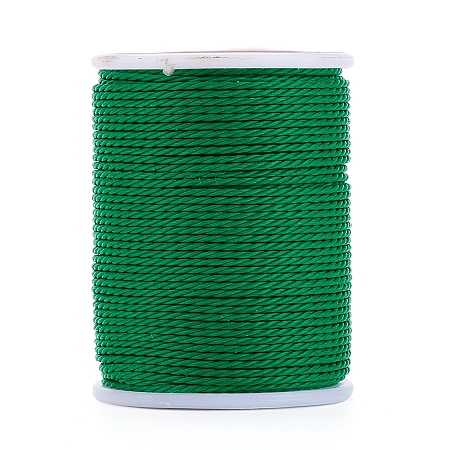 Honeyhandy Round Waxed Polyester Cord, Taiwan Waxed Cord, Twisted Cord, Dark Sea Green, 1mm, about 12.02 yards(11m)/roll