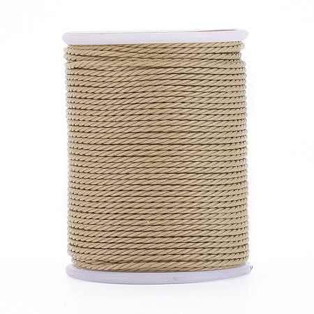 Honeyhandy Round Waxed Polyester Cord, Taiwan Waxed Cord, Twisted Cord, Tan, 1mm, about 12.02 yards(11m)/roll