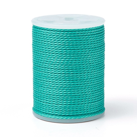Honeyhandy Round Waxed Polyester Cord, Taiwan Waxed Cord, Twisted Cord, Turquoise, 1mm, about 12.02 yards(11m)/roll