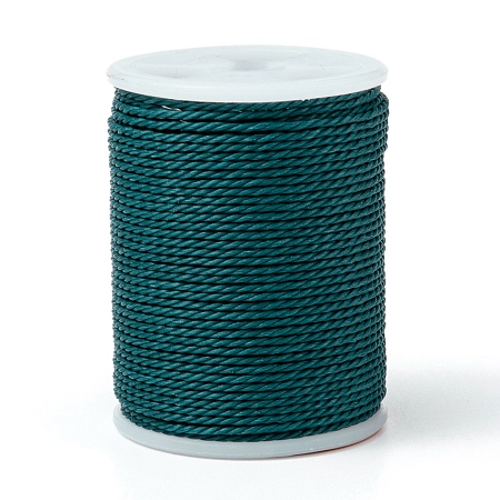 Honeyhandy Round Waxed Polyester Cord, Taiwan Waxed Cord, Twisted Cord, Teal, 1mm, about 12.02 yards(11m)/roll