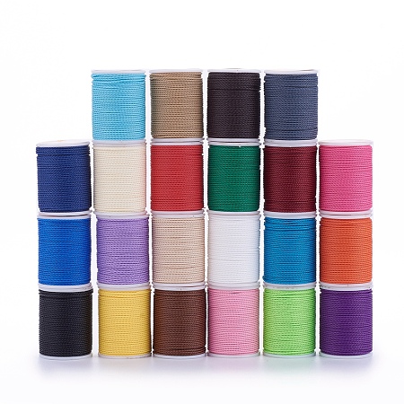 Honeyhandy Round Waxed Polyester Cord, Taiwan Waxed Cord, Twisted Cord, Mixed Color, 1mm, about 12.02 yards(11m)/roll
