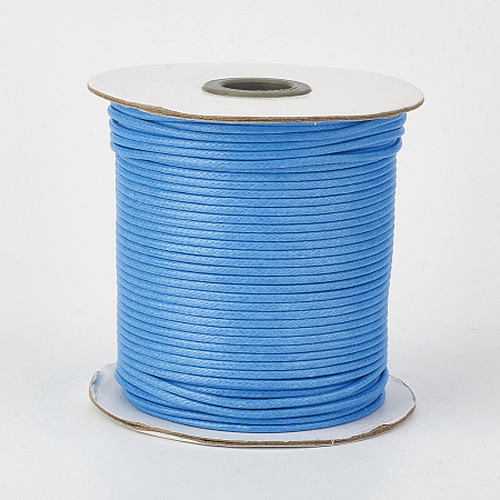 Honeyhandy Eco-Friendly Korean Waxed Polyester Cord, Deep Sky Blue, 1.5mm, about 169.51~174.98 Yards(155~160m)/Roll