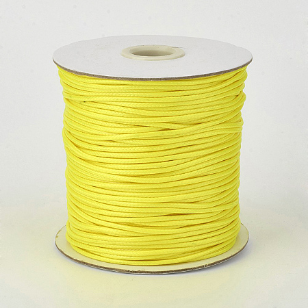 Honeyhandy Eco-Friendly Korean Waxed Polyester Cord, Yellow, 1.5mm, about 169.51~174.98 Yards(155~160m)/Roll