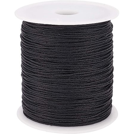 PandaHall Elite 200 Yards 1mm Waxed Cotton Cord Thread Beading String for Bracelet Necklace Jewelry Making and Macrame Supplies, Black