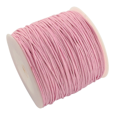 ARRICRAFT 1 Roll 1mm 100 Yards Waxed Cotton Cord Thread Beading String for Jewelry Making Crafting Beading Macrame Pink
