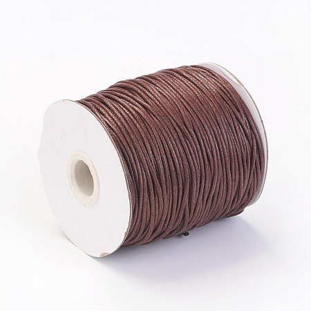 Honeyhandy Waxed Cotton Thread Cords, Saddle Brown, 1.5mm, about 100yards/roll(300 feet/roll)