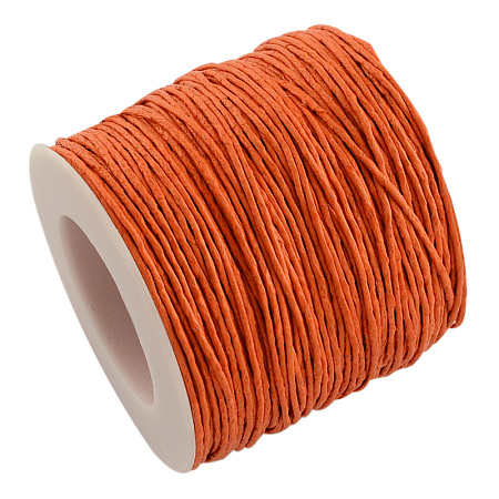 Honeyhandy Eco-Friendly Waxed Cotton Thread Cords, Macrame Beading Cords, for Bracelet Necklace Jewelry Making, Dark Orange, 1mm, about 100yards/roll