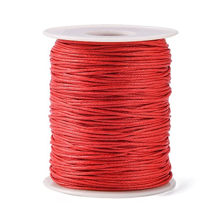 Honeyhandy Eco-Friendly Waxed Cotton Thread Cords, Macrame Beading Cords, for Bracelet Necklace Jewelry Making, Red, 1mm, about 100yards/roll