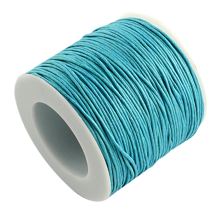Honeyhandy Eco-Friendly Waxed Cotton Thread Cords, Macrame Beading Cords, for Bracelet Necklace Jewelry Making, Light Sky Blue, 1mm, about 100yards/roll