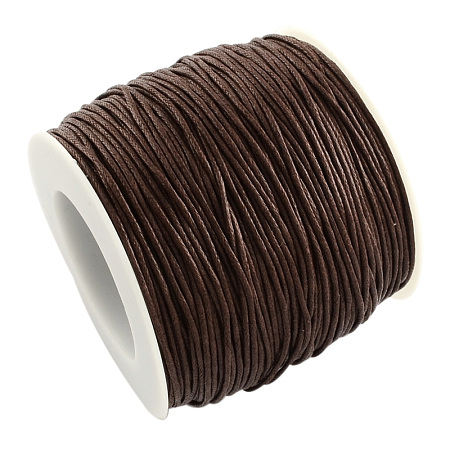 Honeyhandy Eco-Friendly Waxed Cotton Thread Cords, Macrame Beading Cords, for Bracelet Necklace Jewelry Making, Coconut Brown, 1mm, about 100yards/roll
