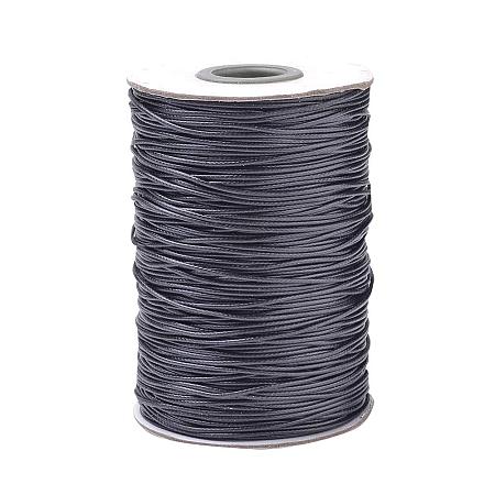 ARRICRAFT Braided Korean Wax Polyester Cords, Black, 1mm; About 160m/roll