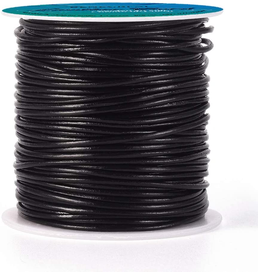 By the Yard Black Genuine Leather Cord Round 1.5mm 