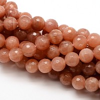 Arricraft Grade AAA Natural Gemstone Sunstone Faceted Round Beads Strands, 6mm, Hole: 1mm, about 62pcs/strand, 15.5 inches