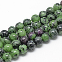 ARRICRAFT Natural Ruby in Zoisite Beads Strands, Round, 6~7mm, Hole: 1mm, about 60~67pcs/strand, 15.7 inches