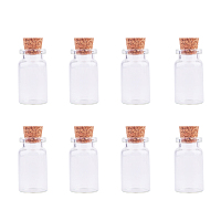 PandaHall Elite 40x22mm Mini Tiny Clear Glass Jars Bottles with Cork Stoppers and Eye Pin Screws for Decoration, Arts & Crafts, about 8pcs/set