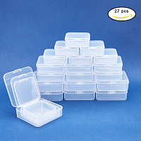 BENECREAT 27 PACK Mixed size Rectangle Mini Clear Plastic Bead Storage Containers Box Case with lid for Items, Pills, Herbs, Tiny Bead, Jewelry Findings, and Other Small Items