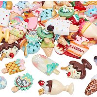 BENECREAT 56PCS Food Theme Flatbacks Resin Slime Beads 28 Styles Ice Lolly Ice Cream Resin Charms with Flatback for DIY Craft Making and Ornament Scrapbooking