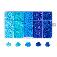 PandaHall Elite 1 Box 5 Color DIY Tube Fuse Beads Kits with Plastic Beading Tweezers Plastic Pegboards and Ironing Paper Pack Diameter 2.5mm Blue Theme