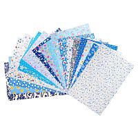 PandaHall Elite 20pcs Mixed Color Cotton Printed Craft Fabric Bundle Squares Patchwork Flower Dots Birds DIY Quilting Sewing Fabric for DIY Sewing Scrapbooking (Blue Series 11.5x7