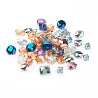 NBEADS 100pcs/bag Mixed Shape and Mixed Color Electroplate Glass Beads with 7~16x7~16x7~10mm,Hole: 1~2mm