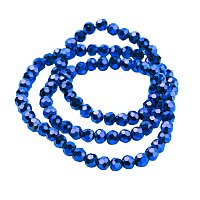 NBEADS 10 Strands Blue Plated Faceted Round Electroplate Glass Bead Strands with 4mm;Hole:0.5mm,about 100pcs/strand
