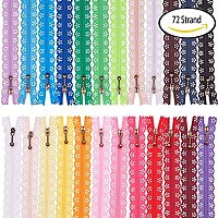 BENECREAT 72PCS 24cm(9 inch) DIY Nylon Coil Flower Zipper Lace Zippers for DIY Sewing Tailor Craft Bed Bag, 24 Color