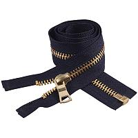 BENECREAT 2PCS #8 26 Inch Brass Metallic Nylon Zippers Heavy Duty Resin Zippers Bulk for Sewing Coat Down Jacket Tailor Craft - Gold