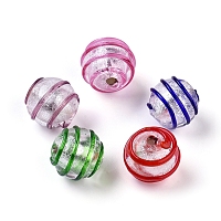 Honeyhandy Handmade Silver Foil Glass Lampwork Beads, Round, Mixed Color, 12.5~13x11~12mm, Hole: 1~2mm
