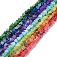 Natural Calcite Beads Strands, Dyed, Triangle, Mixed Color, 5.5x6x3.5mm, Hole: 0.8mm, about 81pcs/strand, 15.94 inch(40.5cm)
