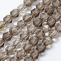 Honeyhandy Natural Smoky Quartz Beads Strands, Faceted, Round, 8x7mm, Hole: 1.5mm, about 49pcs/strand, 14.9 inch(38cm)