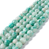 Honeyhandy Natural Selenite Beads Strands, Dyed, Round, Blue, 8mm, Hole: 1.2mm, about 50pcs/strand, 15.94''(40.5cm)