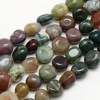 Honeyhandy Natural Indian Agate Nuggets Bead Strands, Indian Agate, 8~12x8~12mm, Hole: 1mm, about 39~41pcs/strand, 16.14 inch