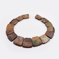 Honeyhandy Natural Picasso Stone/Picasso Jasper Graduated Bead Strands, Trapezoid, 16~34x23~28x5~6mm, Hole: 1mm, about 15pcs/strand, 12.2 inch