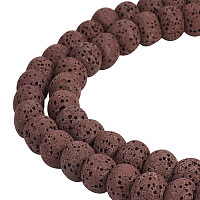 PandaHall Elite 2 Strands 8mm Synthetic Lava Rock Stone Gemstone Beads Round Loose Beads for Jewelry Making Findings Accessories 50-52pcs/strand Coconut Brown