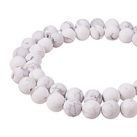 PandaHall Elite 8mm Frosted Natural Howlite Bead Strands Round Loose Beads Approxi 15 inch 47pcs 1 Strand for Jewelry Making