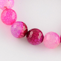 Colored Natural Multi-Color Agate Beads Strands, Faceted Round, Magenta, 6mm, Hole: 1mm, about 61~62pcs/strand, 14.37 inch(36.5cm)